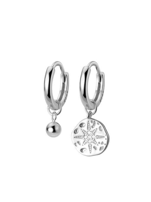 silver beads 925 Sterling Silver Tassel Minimalist Huggie Earring