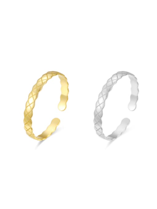 Boomer Cat 925 Sterling Silver With Gold Plated Simplistic Geometric  Free Size Bangles 0