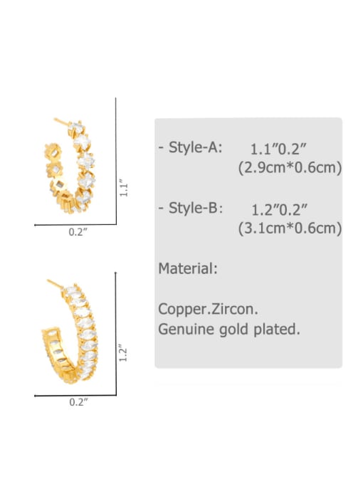 CC Brass Cubic Zirconia Geometric Vintage Stud Earring 4
