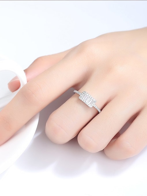 CCUI 925 Sterling Silver Cubic Zirconia White Geometric Minimalist Band Ring 1
