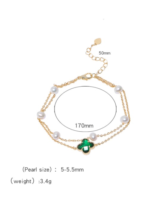 Freshwater pearl double Bracelet Brass Freshwater Pearl Flower Vintage Strand Bracelet