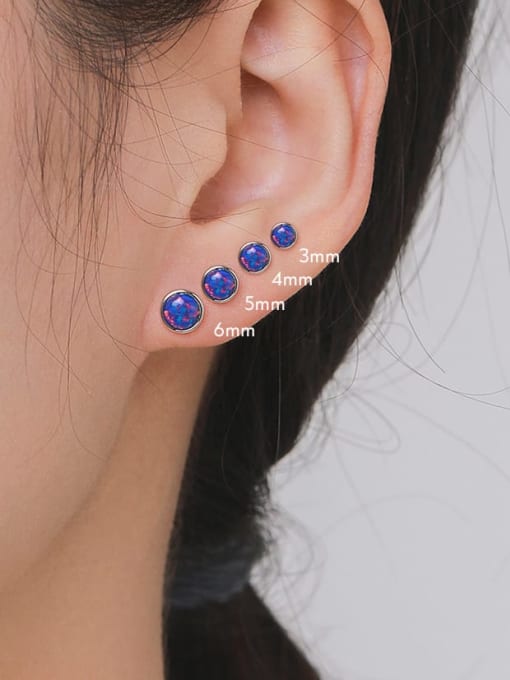 MODN 925 Sterling Silver Synthetic Opal Geometric Dainty Stud Earring 1