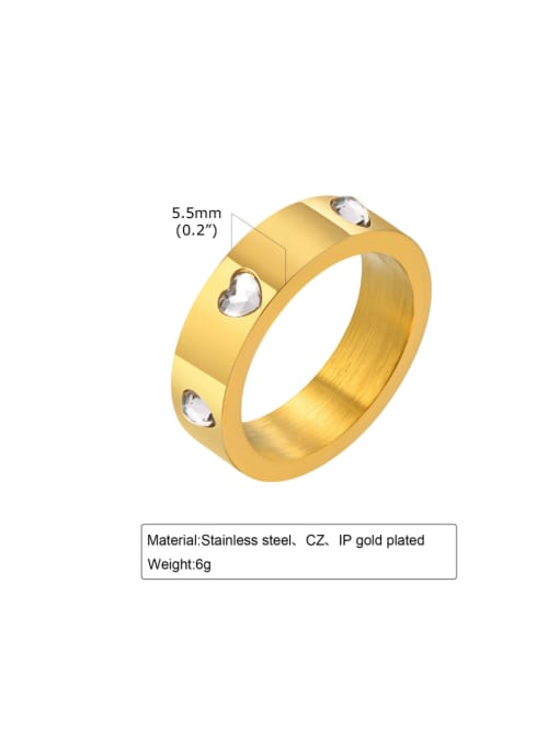 golden Stainless steel Cubic Zirconia Geometric Minimalist Band Ring