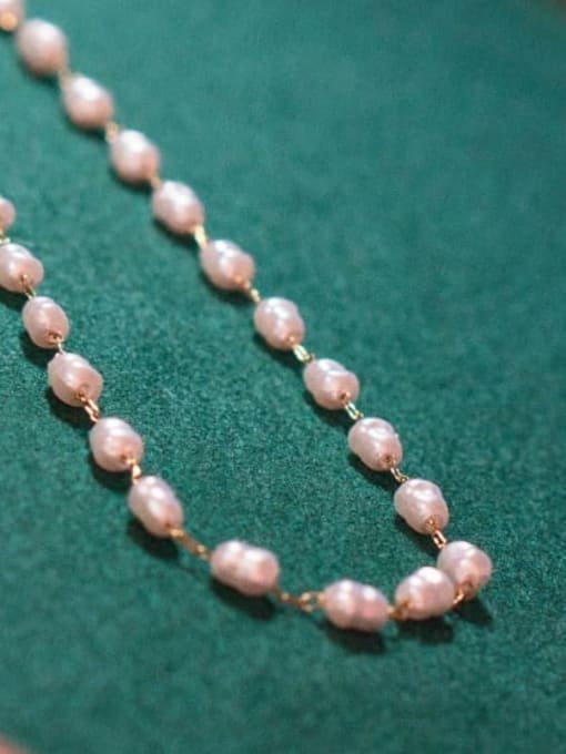 A TEEM Titanium Steel Imitation Pearl Heart Vintage Beaded Necklace 3