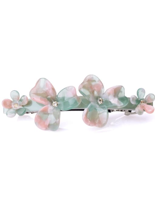 Early spring green Cellulose Acetate Minimalist Flower Zinc Alloy Spring Hair Barrette