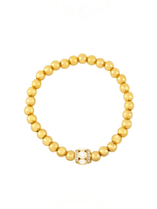 white Brass Enamel Smiley Vintage Beaded Bracelet