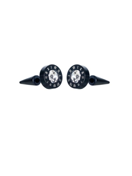 black Titanium Rhinestone Geometric Minimalist Stud Earring