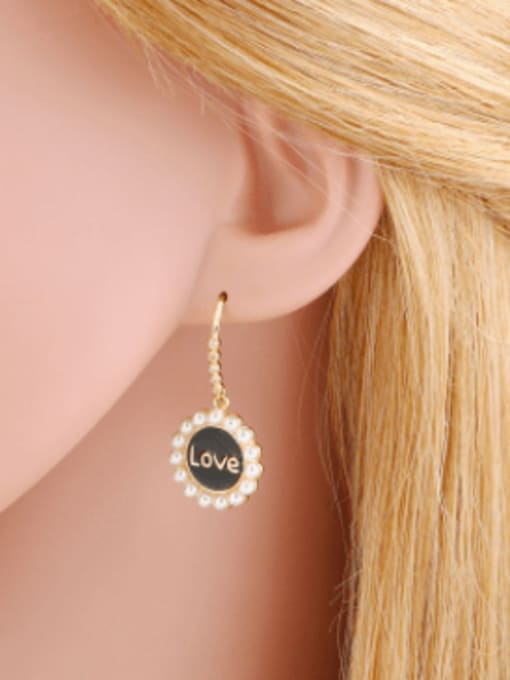 CC Brass Imitation Pearl Geometric Cute Hook Earring 1