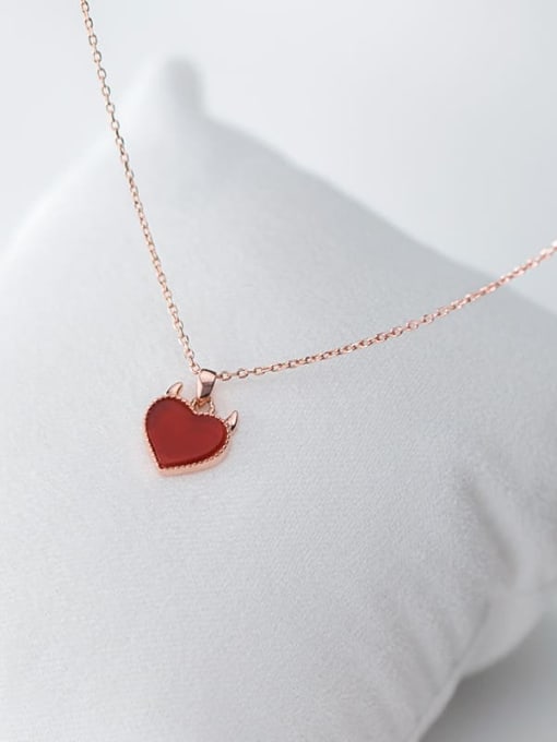 Rosh 925 Sterling Silver Cute heart pendant Necklace 1
