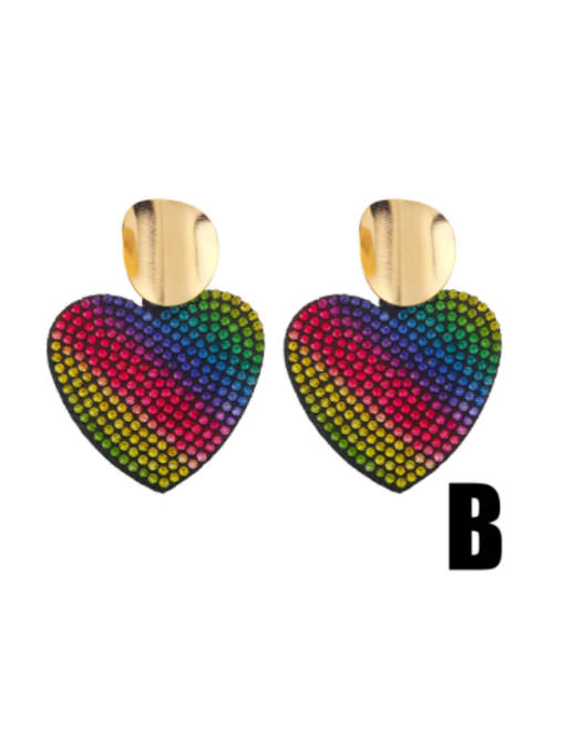 CC Brass Rhinestone Heart Bohemia Cluster Earring 3