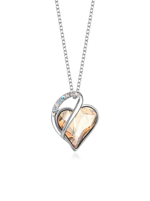 JYXZ 040 (golden) 925 Sterling Silver Austrian Crystal Heart Classic Necklace