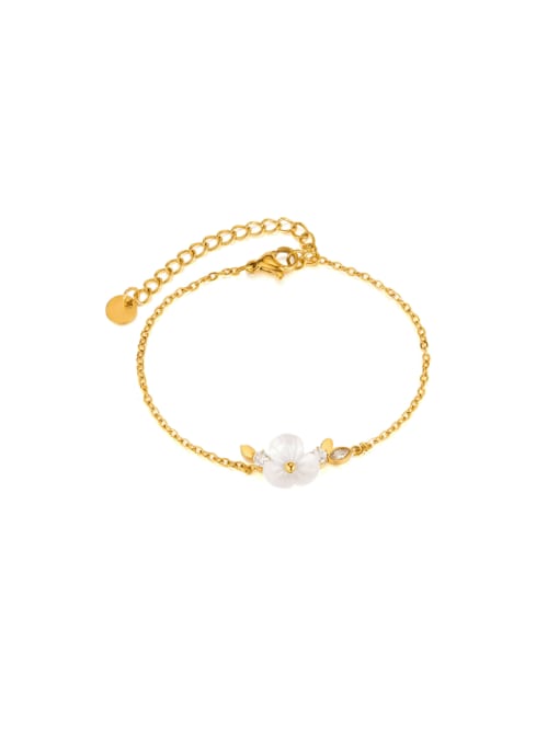 Open Sky Stainless steel Shell Flower Minimalist Link Bracelet 0