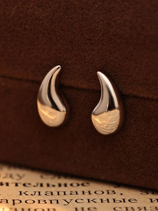 ES2596 【 Platinum 】 925 Sterling Silver Water Drop Minimalist Stud Earring