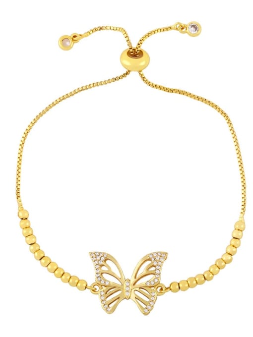 CC Brass Cubic Zirconia Butterfly Vintage Adjustable Bracelet 3