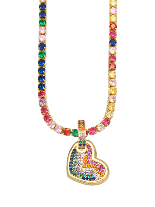 CC Brass Cubic Zirconia  Vintage Heart Pendant Necklace 0