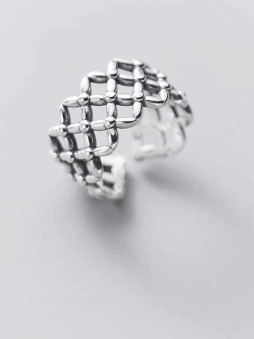 Rosh 925 Sterling Silver Hollow Geometric Vintage Band Ring 0