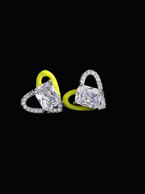 Luxu Brass Cubic Zirconia Heart Minimalist Stud Earring