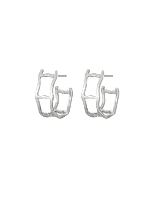 XBOX 925 Sterling Silver Hollow Geometric Minimalist Stud Earring 1