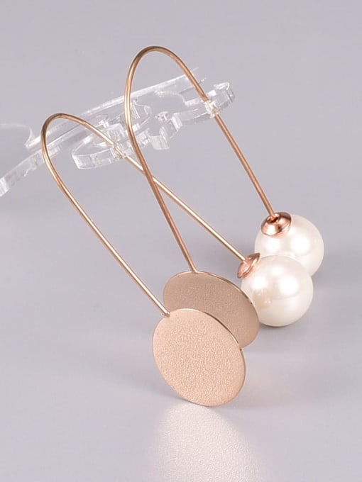 A TEEM Titanium Steel Imitation Pearl Round Minimalist Hook Earring 2