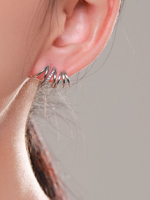 MODN 925 Sterling Silver Cubic Zirconia Geometric Dainty Stud Earring 1