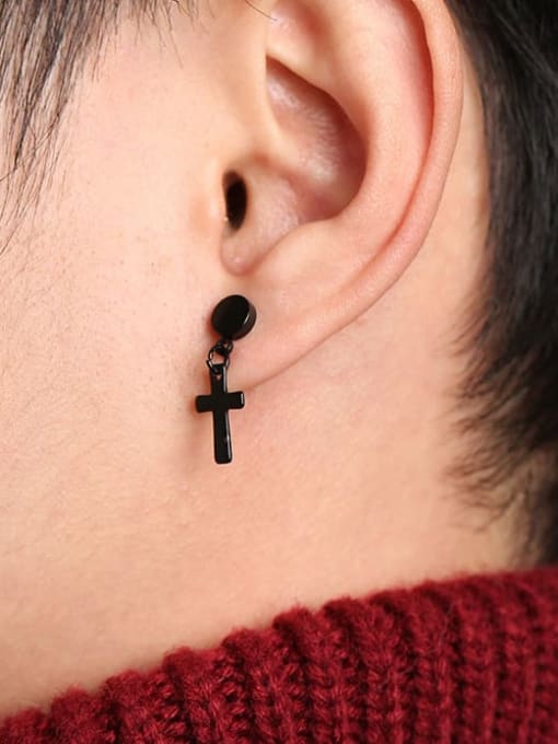 CONG Stainless steel Cross Minimalist Drop Earring 1