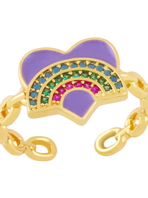 purple Brass Enamel Rainbow Vintage Band Ring