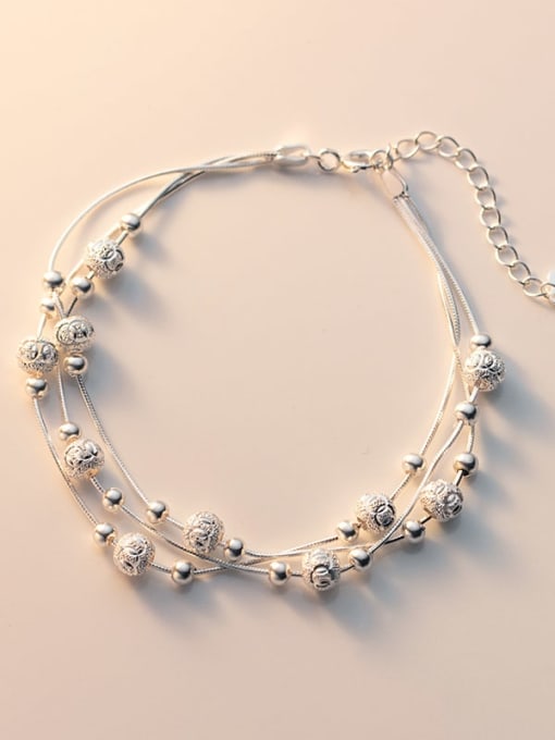 Rosh 925 Sterling Silver Bead Geometric Minimalist Strand Bracelet 3