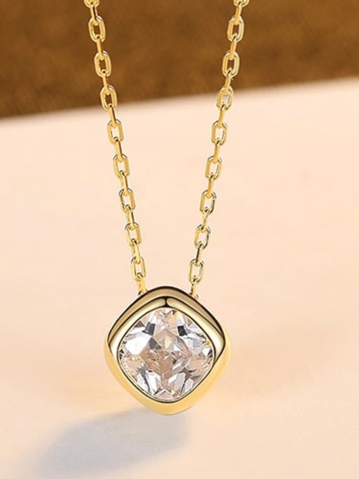 18K gold 14H11 925 Sterling Silver Cubic Zirconia Geometric Minimalist Necklace