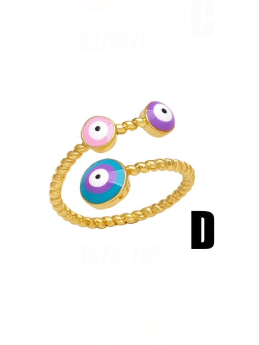 D Brass Enamel Evil Eye Cute Stackable Ring