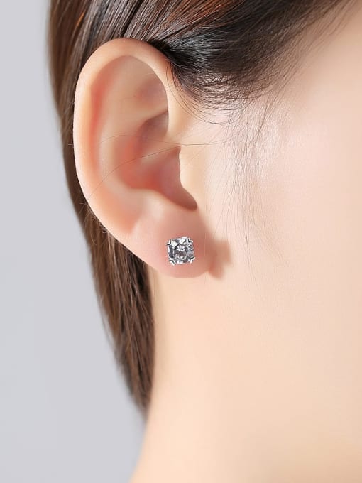 CCUI 925 Sterling Silver Minimalist  Geometric Cubic Zirconia   Stud Earring 1