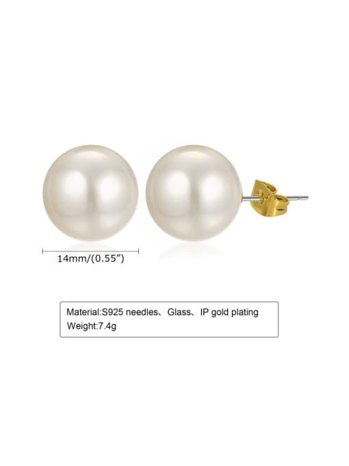 14mm Stainless steel Imitation Pearl Geometric Minimalist Stud Earring