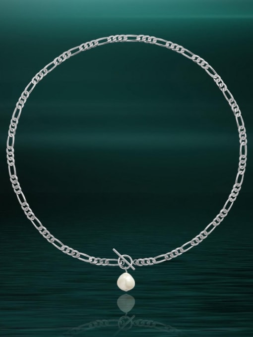 DAKA 925 Sterling Silver Hollow Geometric  Chain Minimalist Necklace 2