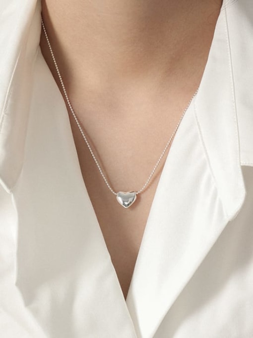 DAKA 925 Sterling Silver Smooth  Heart Minimalist Necklace 1