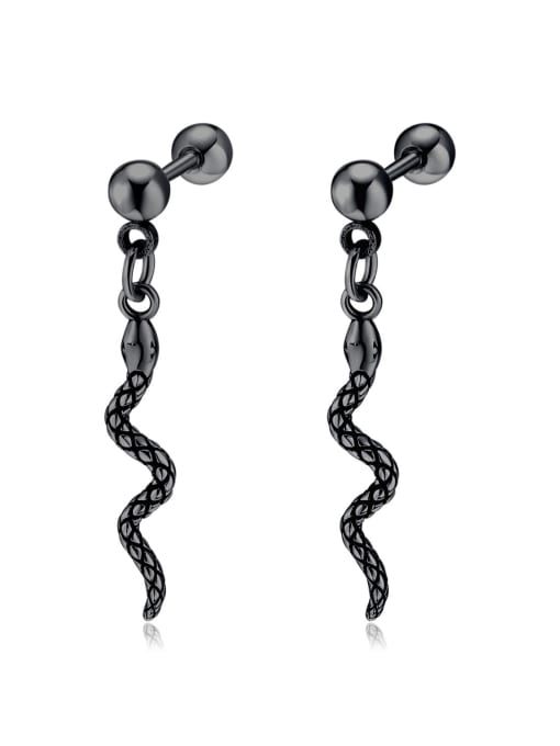 795 steel earrings black Titanium Steel Snake Vintage Drop Earring