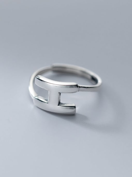 Rosh 925 Sterling Silver Letter Minimalist Band Ring 0