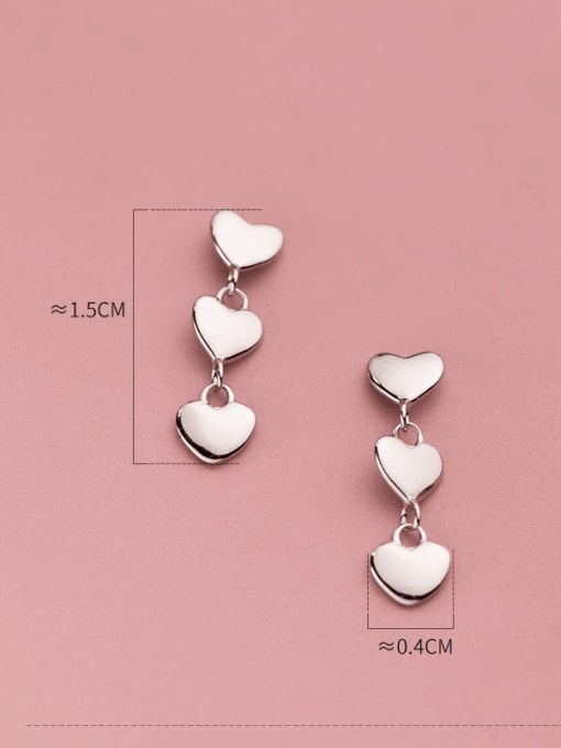 Rosh 925 Sterling Silver Heart Minimalist Long Drop Earring 3