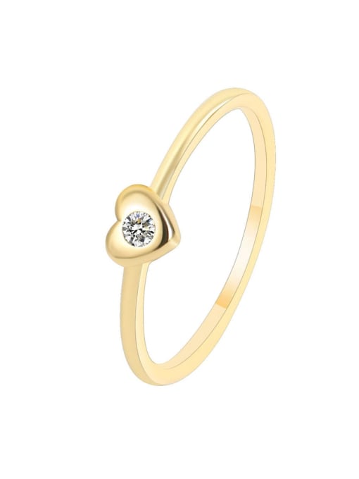Golden love ring Brass Rhinestone Heart Minimalist Band Ring