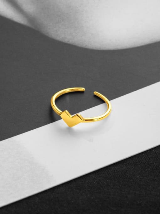 RS712 【 Gold 】 925 Sterling Silver Heart Minimalist Band Ring