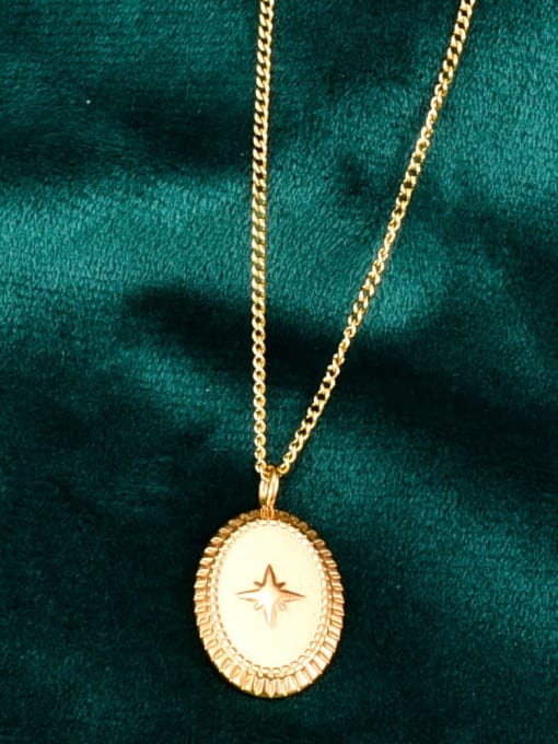 A TEEM Titanium Star Minimalist  oval Pendant Necklace 0