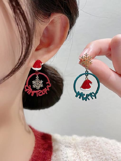 Girlhood Alloy Enamel Christmas Seris Cute Drop Earring 1
