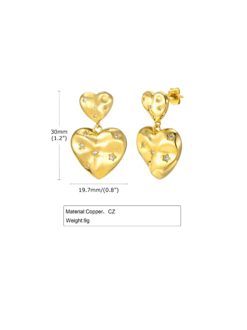 golden Brass Heart Minimalist Drop Earring