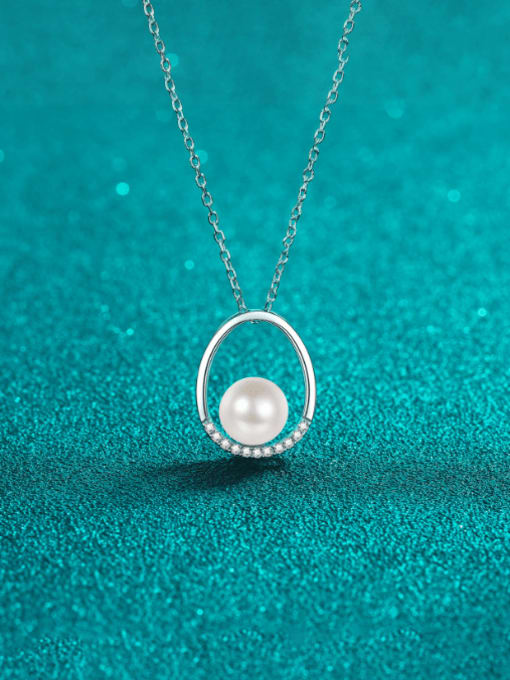 9.6 cent Mosang diamond pearl necklace 925 Sterling Silver Moissanite Geometric Minimalist Necklace