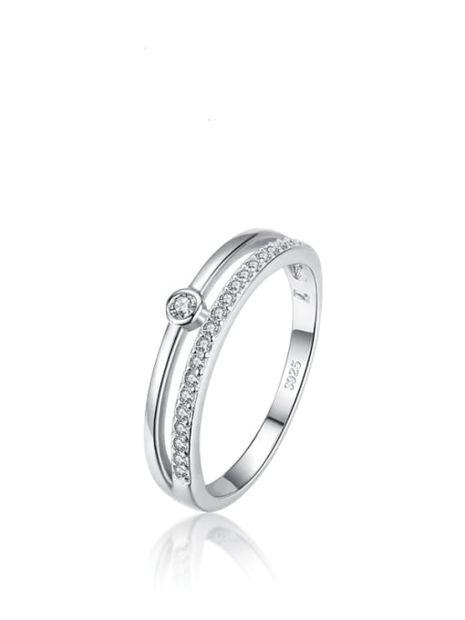 S925 Silver 925 Sterling Silver Cubic Zirconia Geometric Minimalist Stackable Ring