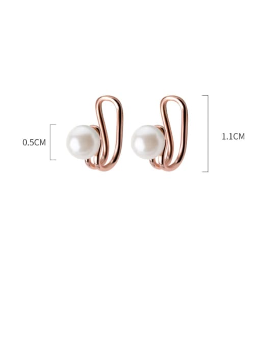Rosh 925 Sterling Silver Imitation Pearl  Geometric Minimalist Clip Earring 3