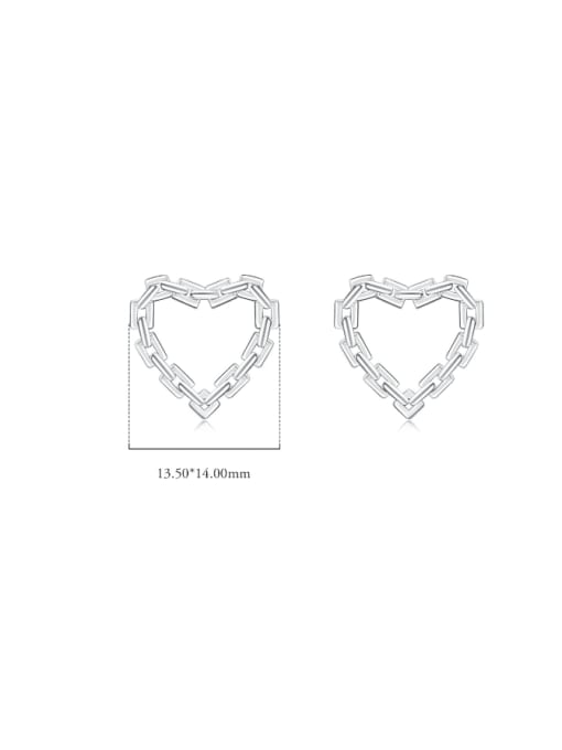 MODN 925 Sterling Silver Cubic Zirconia Hollow Heart Minimalist Stud Earring 2