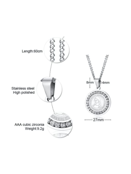 Steel pendant with chain 60CM Titanium Steel Rhinestone Geometric Hip Hop Necklace