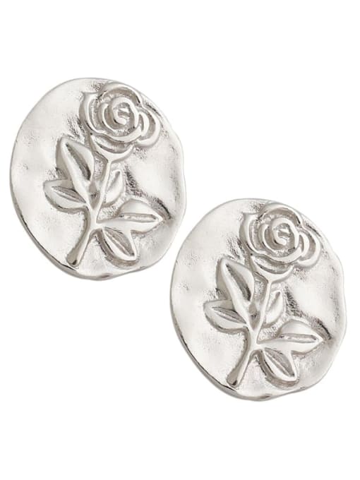 DAKA 925 Sterling Silver Geometric Rose flower Vintage Stud Earring 4