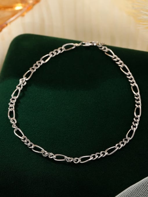AS037 【 Platinum 】 925 Sterling Silver  Geometric Chain Minimalist  Anklet
