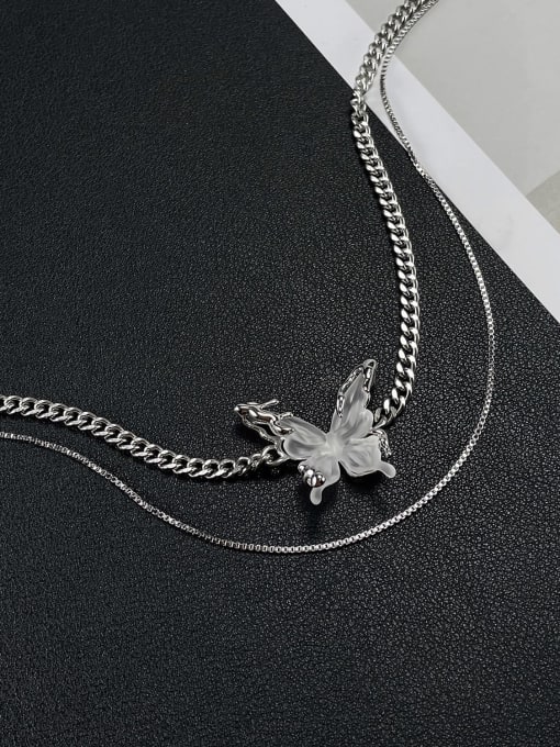 Open Sky Stainless steel Acrylic Butterfly Hip Hop Multi Strand Necklace 2