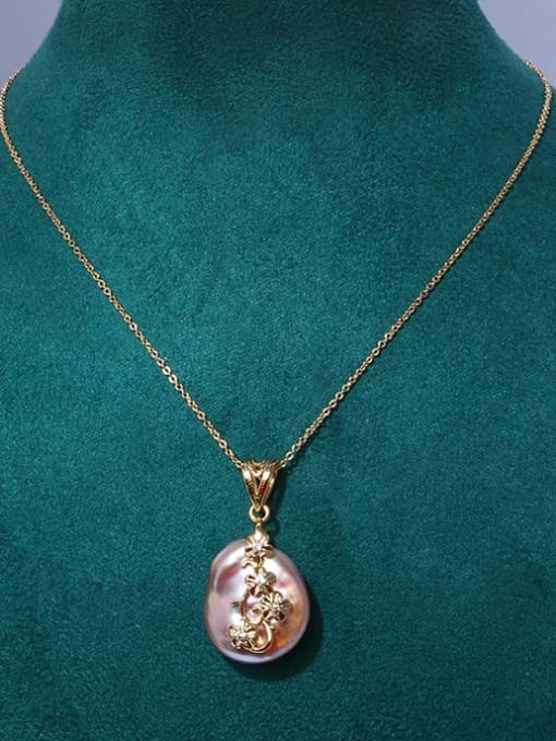 RAIN Brass Freshwater Pearl Irregular Vintage Necklace 2
